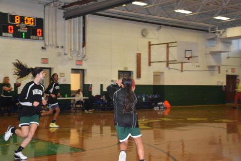 Girls warm up on December 19 before their first game vs. Hammonton.