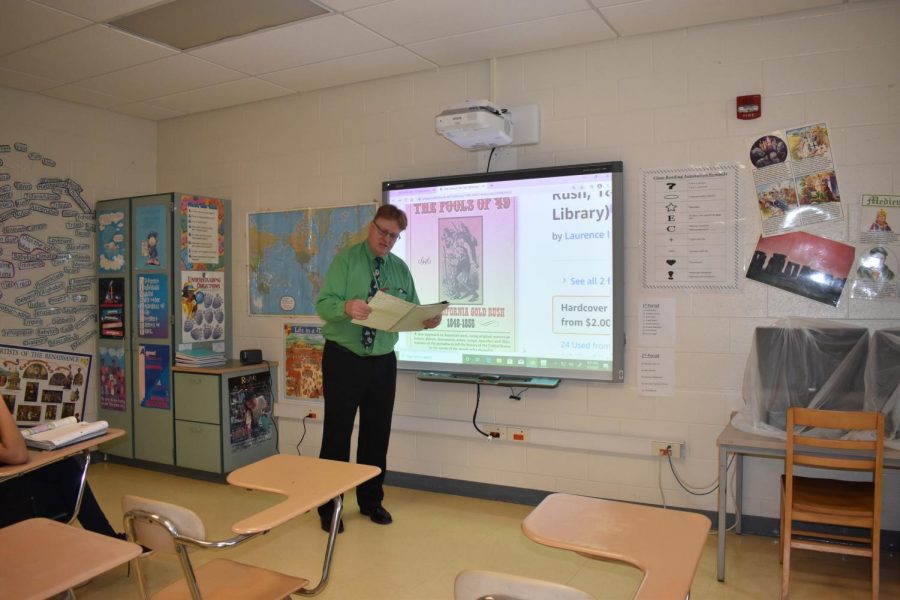 Januarys Teacher of the Month, Mr. Voss teaches his 2nd period Social Studies class. 