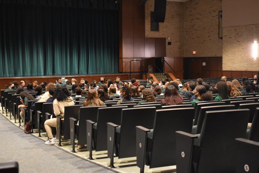 After a ten minute intermission, students wait to view the second part of the show.