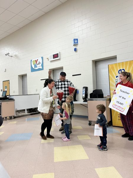 Mrs. Miller was surprised by her family after being annouced 2023-2024 Teacher of the Year 